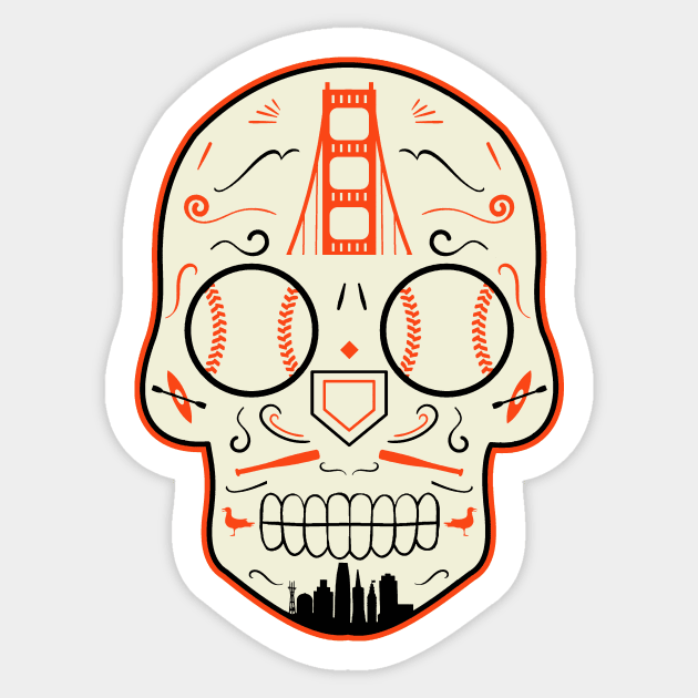 San Francisco Baseball Sugar Skull Sticker by StickyHenderson